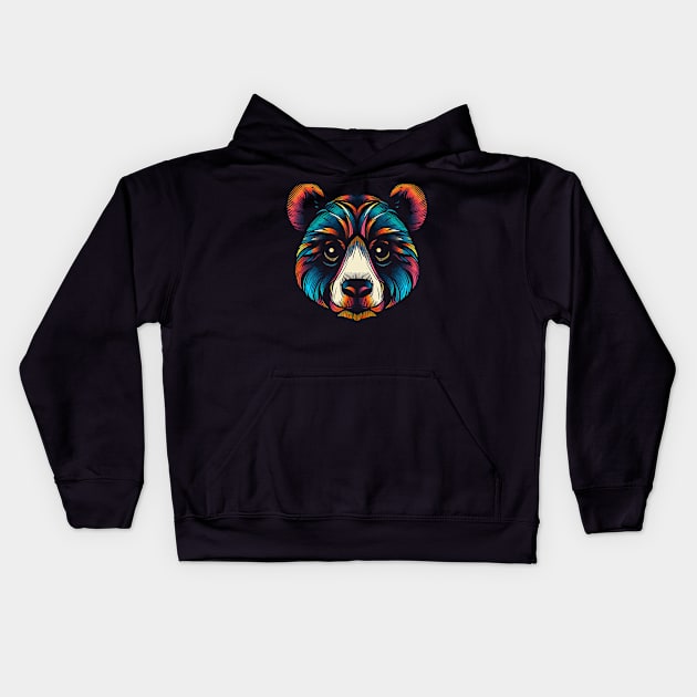 Colorful Bear Head Illustration Kids Hoodie by TeeTrendz